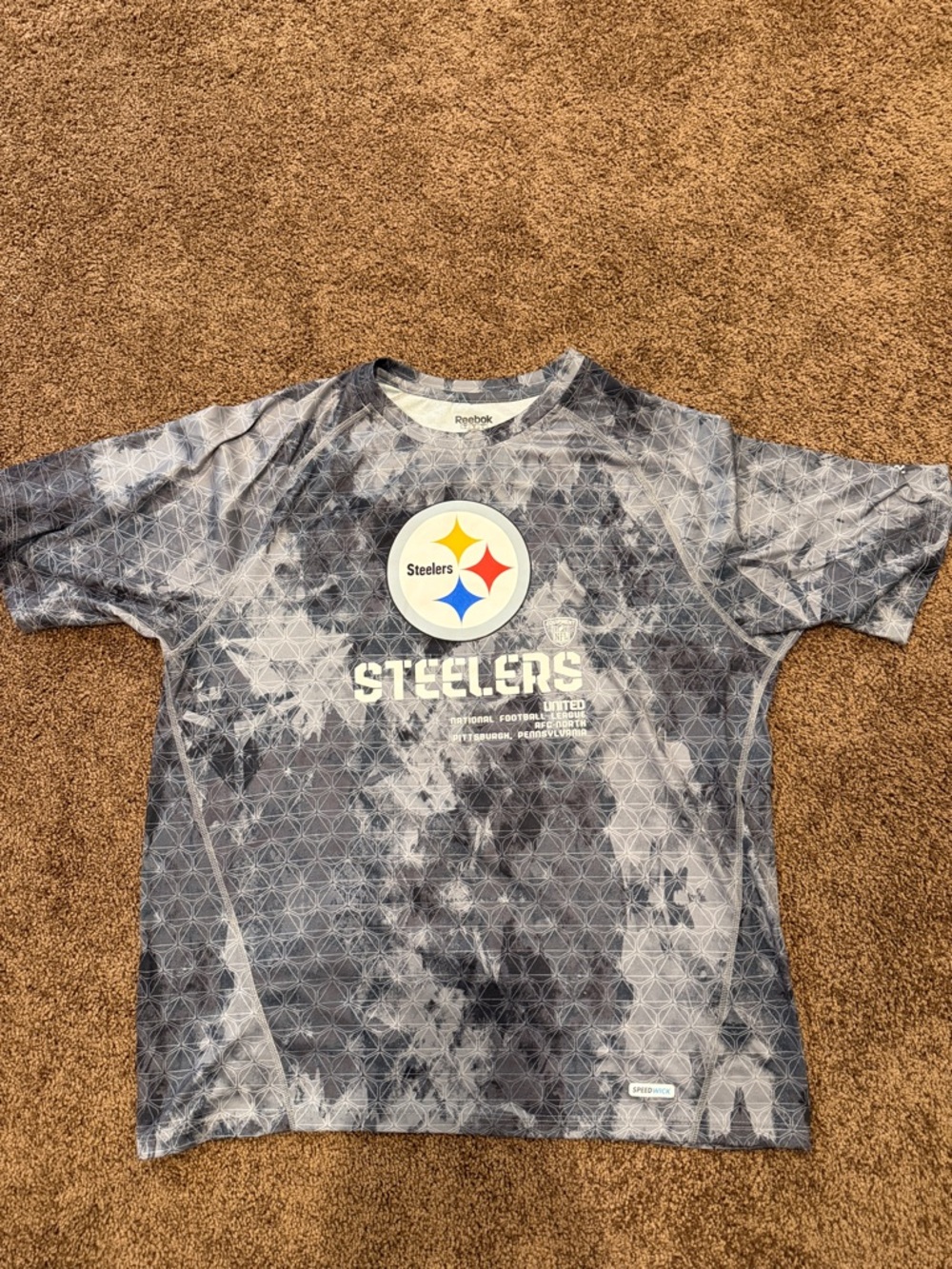 Reebok Gray and Black Pittsburgh Steelers Graphic Tee
